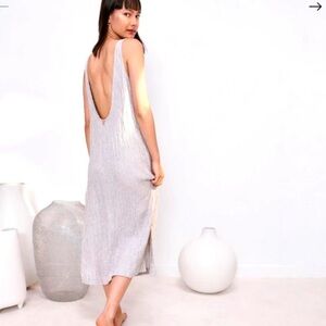 Lunya The Linen Silk Crinkle Dress Striped Coverup Lounge XL